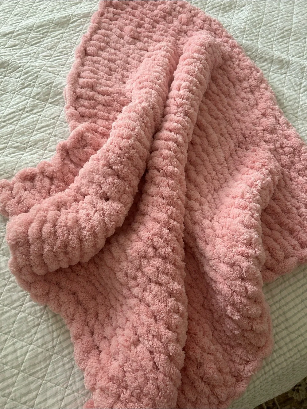 Plush Dusty Pink Chenille Throw Blanket - Unbranded